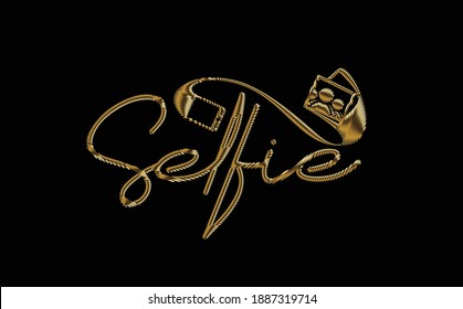Selfie Point Calligraphic flat line Style Text Vector illustration Design.