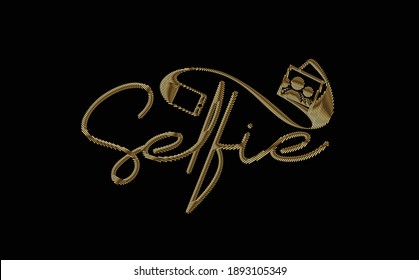 Diseño de ilustración de vectores de texto con estilo de línea plana caligráfica de punto selfie.