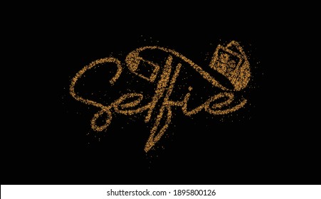 Diseño de ilustración de vectores de texto con estilo de línea plana caligráfica de punto selfie.
