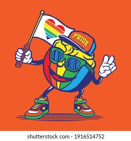 Selfie Pride Flag Rainbow Character Design Mascot