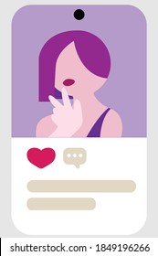 Selfie profile mobile social media vector