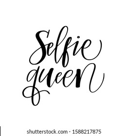 Selfie queen fun modern doodle calligraphy design quote for prints, mugs, t-shirts web