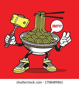 Selfie Ramen Noodle Bowl Character Design