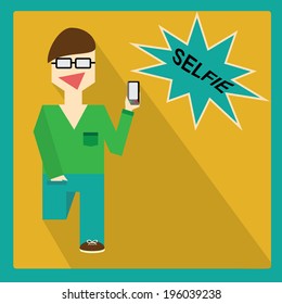 Selfie retro man icon