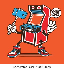 Selfie Retro Video Game Arcade Character Design