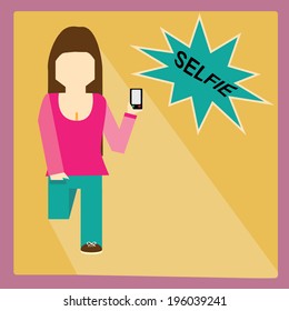 Selfie retro woman icon