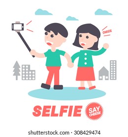 Selfie Say Cheese , Vector Illustration. Flat Design Elements.