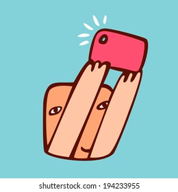 Selfie with smart phone.