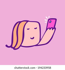 Selfie with smart phone.