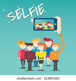 Selfie, Smart Phone concept, vector.