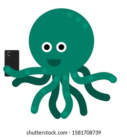 selfie smiling octopus cute vector