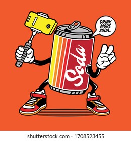 Selfie Soda Drink Can Character Design