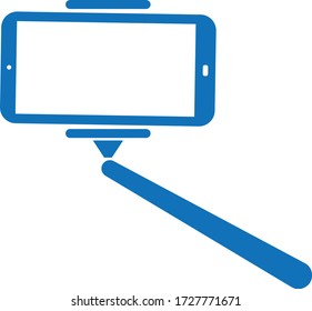 Selfie Steck Symbol Vektor Isolat (blaue Version)   