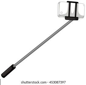 Selfie stick with cellphone illustration