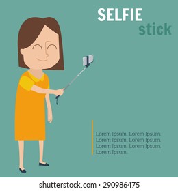 Selfie stick concept vector illustration
