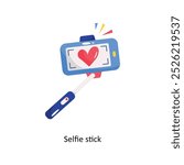 Selfie stick doodle vector outline Sticker. EPS 10 file