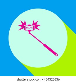 
Selfie stick with flash.Vector icon.