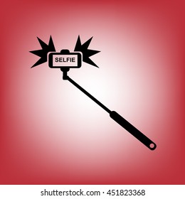 Selfie stick with flash.Vector icon.