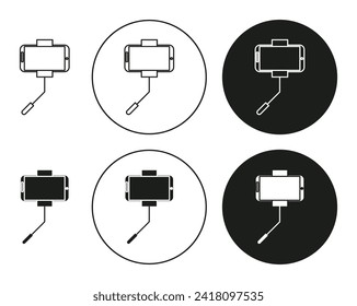 Selfie stick flat editable icon mark set. Selfie stick illustration vector with thin stroke