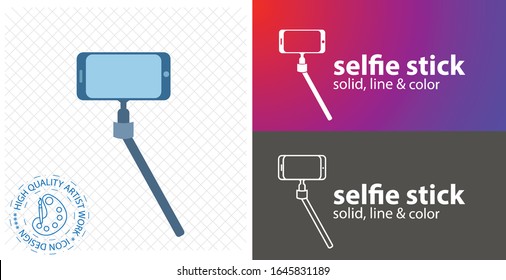 Selfie stick flat icon. line icon