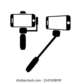 selfie stick and gimbal icon set. 