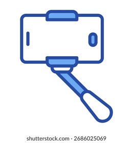 Selfie Stick Icon Ilustración vectorial azul