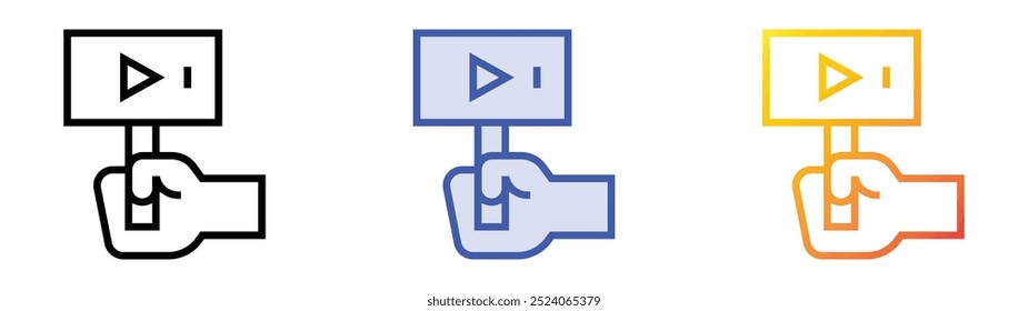 selfie stick icon. Linear, Blue Fill and Gradient Style Design Isolated On White Background