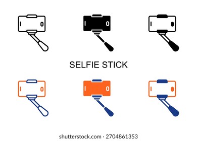 Selfie Stick Icon Multi Style Ilustración vectorial