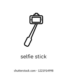 selfie stick icon. Trendy modern flat linear vector selfie stick icon on white background from thin line Entertainment collection, outline vector illustration