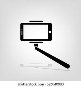 Selfie stick icon vector illustration eps10. Isolated badge for website or app - stock infographics