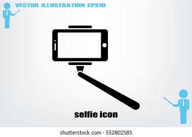 Selfie stick icon vector illustration eps10. Isolated badge for website or app - stock infographics