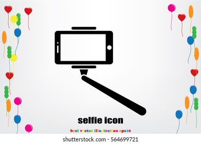 Selfie stick icon vector illustration eps10. Isolated badge for website or app - stock infographics