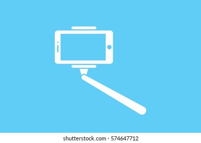 Selfie stick icon vector illustration eps10. Isolated badge for website or app - stock infographics.
