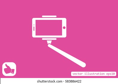 Selfie stick icon vector illustration eps10. Isolated badge for website or app - stock infographics.