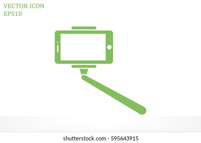 Selfie stick icon vector illustration eps10. Isolated badge for website or app - stock infographics.