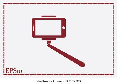 Selfie stick icon vector illustration eps10. Isolated badge for website or app - stock infographics.