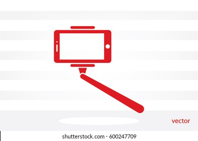 Selfie stick icon vector illustration eps10. Isolated badge for website or app - stock infographics