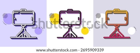 Selfie stick line icon. Halftone dotted pattern. Gradient icon with grain shadow. Mobile accessories sign. Phone photo symbol. Line selfie stick icon. Various designs. Vector