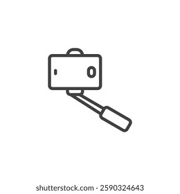 Selfie Stick line icon. linear style sign for mobile concept and web design. Phone mounted on a selfie stick outline vector icon. Symbol, logo illustration. Vector graphics