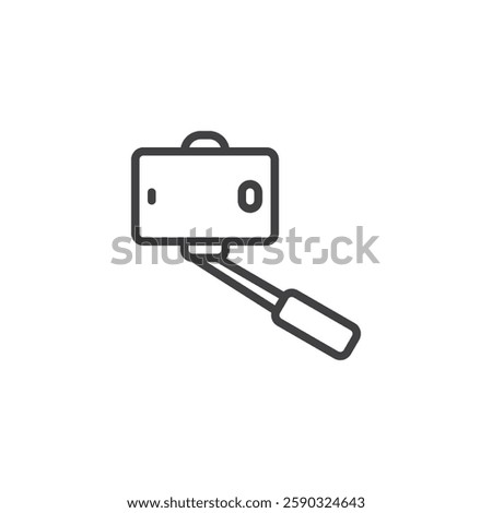 Selfie Stick line icon. linear style sign for mobile concept and web design. Phone mounted on a selfie stick outline vector icon. Symbol, logo illustration. Vector graphics