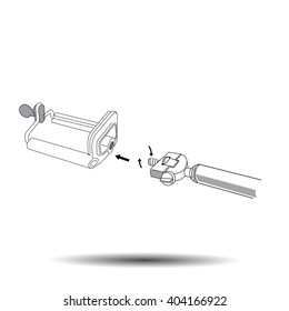 Selfie stick line vector monopad illustration how to use