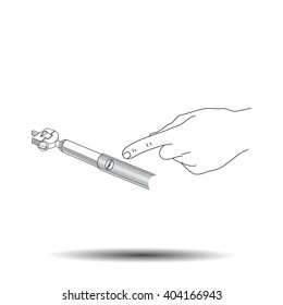 Selfie stick line vector monopad illustration how to use