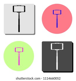 Selfie stick with mobile phone. simple flat vector icon illustration on four different color backgrounds