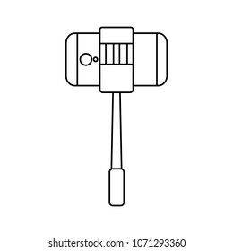 Selfie stick. Outline Selfie stick vector illustration for web design isolated on white background