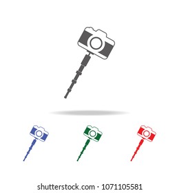 Selfie Stick With photo camera Icon. Elements of photo camera in multi colored icons. Premium quality graphic design icon. Simple icon for websites, web design, mobile app on white background