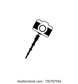 Selfie Stick With photo camera Icon On White Background