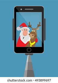 Selfie Stick Santa Reindeer