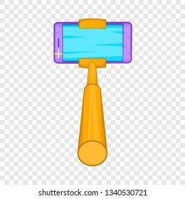Selfie stick with a smartphone icon in cartoon style isolated on background for any web design 