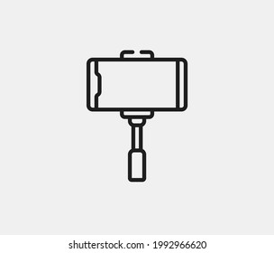 Selfie stick vector icon. Editable stroke. Symbol in Line Art Style for Design, Presentation, Website or Apps Elements, Logo. Pixel vector graphics - Vector