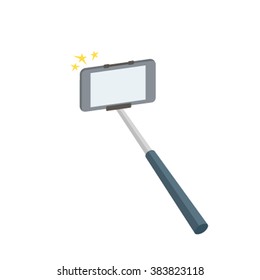 Selfie Stick Vector Icon Illustration. 